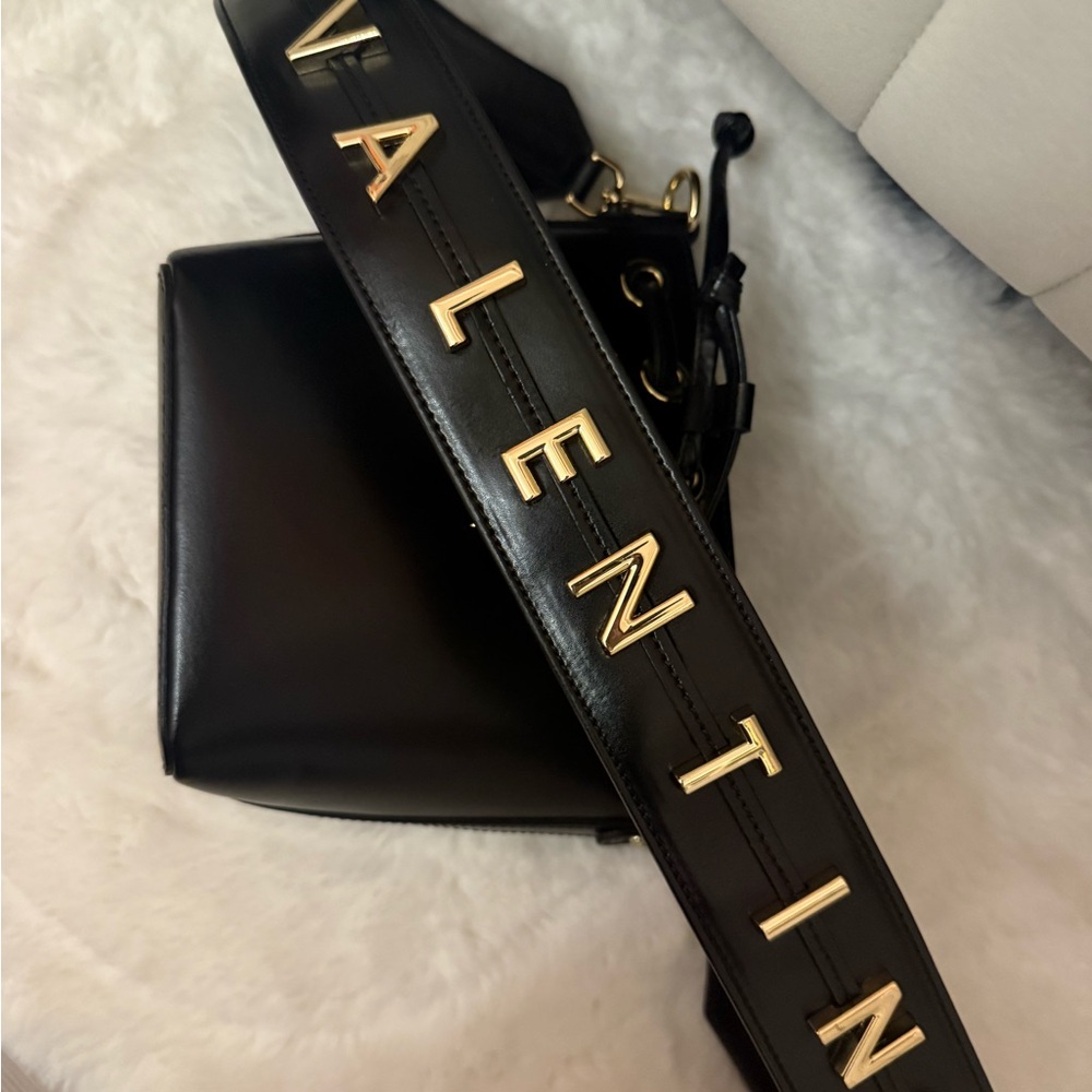 Mario Valentino Black and Gold Handbag bucket bag